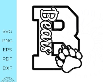 Cheer Svg letter design paw prints love bears svg Cheerleader Cricut Cut file silhouette svg  eps png dxf digital cut file school spirit