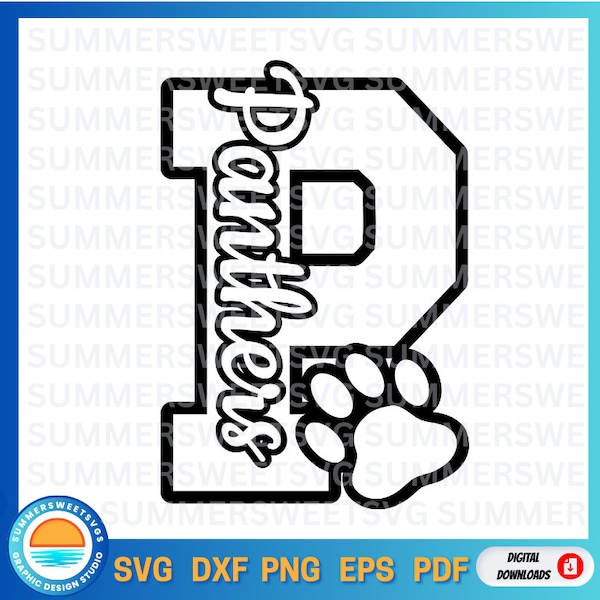 Fichier svg panthères, paw shirt svg, esprit d'équipe, maman panthère, football, fichier de coupe cricut, téléchargement numérique, non groupable, monogramme, silhouette