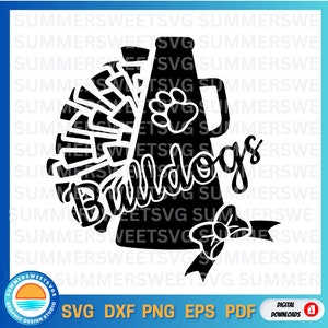 Bulldog svg, Cheer svg, megaphone svg, pom pom,cheer mom,team spirit svg,tshirt design eps svg, png, dxf, cricut cut files,digital cut files