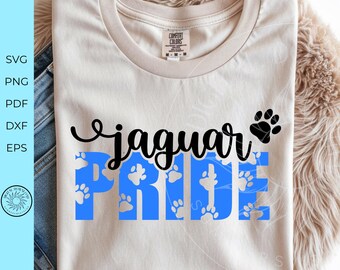 Jaguar Pride SVG, paw print font svg, Love Jaguars, team spirit shirt svg, school Sublimation png, printable cricut digital download