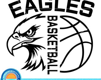 Eagle Basketball SVG, Eagles Hoops Team Spirit Shirt Design, Mascot Sport Cricut Cut File, Game Day Digital Download