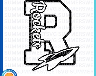 Rockets SVG, spirit day shirt svg, monogram svg, letter R svg school spirit svg, sublimation png, dxf, cricut cut files, cutter file