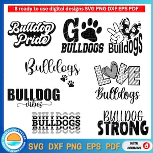 Bulldogs svg bundle Bulldogs clipart bundle Team spirit cut file bundle bulldog svg png cricut silhouette mascot svg  back to school bundle