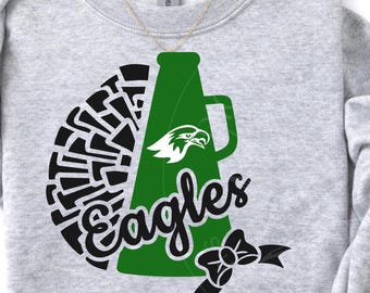 Eagles svg, School Spirit design, Cheerleader pom pom svg, megaphone cheer squad, eagles cheer mom silhouette cheer svg digital download