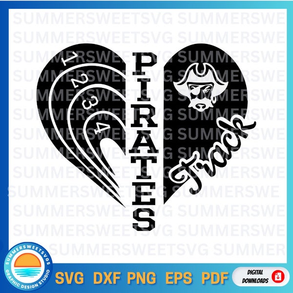 Track svg, track and field svg, team spirit, track design, pirates svg png dxf, cricut cut file, digital cut file, sublimation, school pride