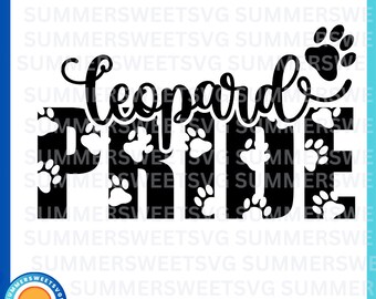 Leopard  Pride SVG, paw print,  team spirit, leopards svg, cheer design, png pdf dxf, file for cricut silhouette, digital download, vinyl