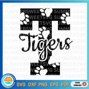 Tigri SVG, stampa della zampa di tigre, spirito di squadra in formato SVG, stampabile, design della camicia da tifo, file di taglio cricut, file di taglio digitali, sublimazione, monogramma