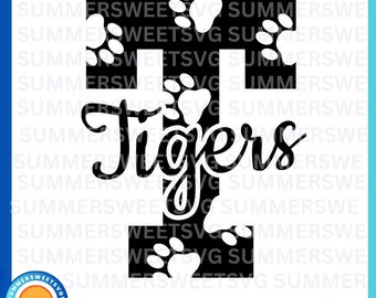 Tigers SVG, tigers paw print, team spirit svg, printable, cheer shirt design, cricut cut files, digital cut files, sublimation, monogram
