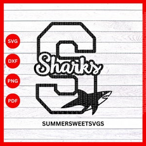 Sharks Svg File Shark Fin Shark Svg School Spiritcheer - Etsy