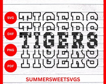 Tigers svg paw prints stacked school pride design sublimation png file circut cut file monogram svg silhouette cut file digital download