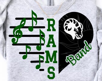 Rams svg, School Marching band svg, band mom Design, Music teacher shirt, Game day team spirit pep rally digital download