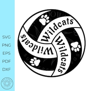 Wildcats Volleyball SVG (dxf, png, eps, pdf) - Team Spirit Digital Download