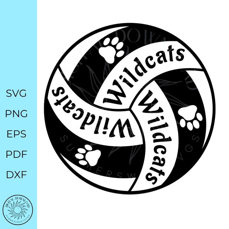 Wildcats Volleyball SVG (dxf, png, eps, pdf) - Team Spirit Digital Download