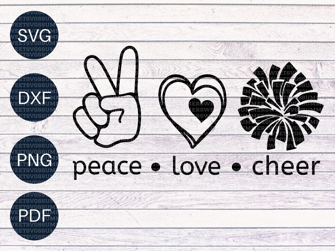 Peace Love Cheer Svg Love Cheer Cheerleader Svg File Cheer - Etsy