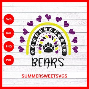 Cheer Svg rainbow hearts paw prints bears svg Cheerleader Cricut Cut file silhouette svg png dxf digital cut file school pride monogram