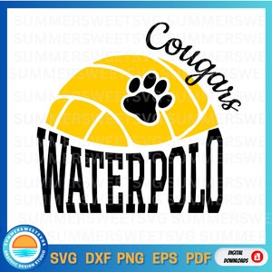waterpolo svg, water polo ball svg, team spirit, cougars svg, waterpolo design, svg png dxf, cricut cut files, digital cut file, cheer pride