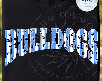 Bulldogs Blue striped School  Mascot PNG, Team Spirit PNG, Preppy Varsity Letter Design, Bulldogs digital file for sublimation download