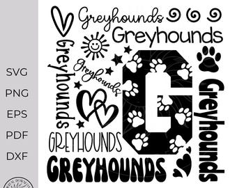 greyhounds svg file, greyhounds Typography svg, greyhounds cheer svg, Team Spirit svg, School shirt svg,cricut cut file, silhouette,png, dxf