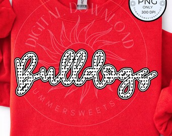 Bulldogs PNG, Polka Dot School Mascot png, Varsity School Spirit Shirt Design, Preppy Team Spirit Sublimation Game Day Digital Download