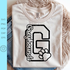 Greyhounds SVG, Varsity Letter g, greyhound team spirit Design,cheer shirt monogram, cricut cut file, Team sublimation png, digital download