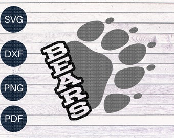 Bears svg, Cheer svg, footprint svg, team spirit svg,paw print design svg, png, dxf, png for sublimation, cricut cut files,digital cut files