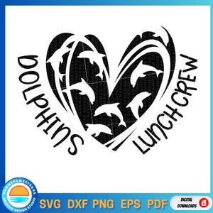 Delfine Cafeteria Crew SVG, Lunch Crew svg, Lunchroom, Cafeteria, Lunch Lady, Delfin, Herz svg, Schule dxf, svg, png, sofortige Downloads