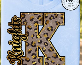 Knights PNG, Knights school mascot png, Varsity Letter K design, school spirit shirt png, leopard print Knights mama png, Digital Download