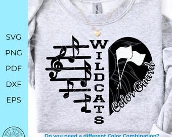 Wildcats Color Guard SVG ,Drill Team Flag Design for use with Cricut & Sublimation