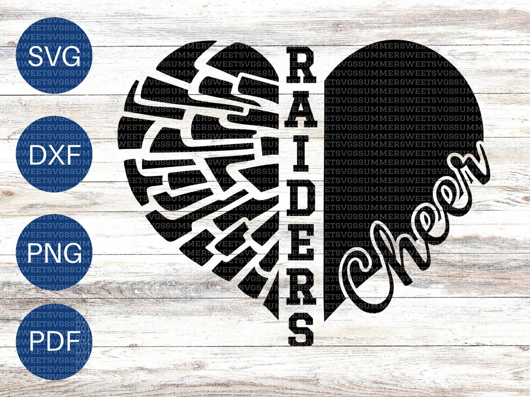Cheer Heart Svg Pom Pom Svg Cheerleader Raiders Cricut Cut Etsy