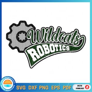 WildkatzeRobotik svg dxf png Sport boobdesign cricut geschnitten Datei Roboterdesign für Mädchen Jungen Männer Teamgeist Silhouette Tshirt