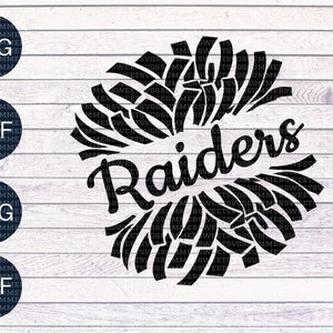 Cheerleader spirit raiders svg Cricut Silhouette digital cut file svg png dxf pom pom monogram sublimation school pride iron on transfer