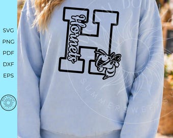 Hornets SVG, Hornet team spirit Design, Varsity Letter H svg, cheer shirt monogram, cricut cut file, Team sublimation, digital download