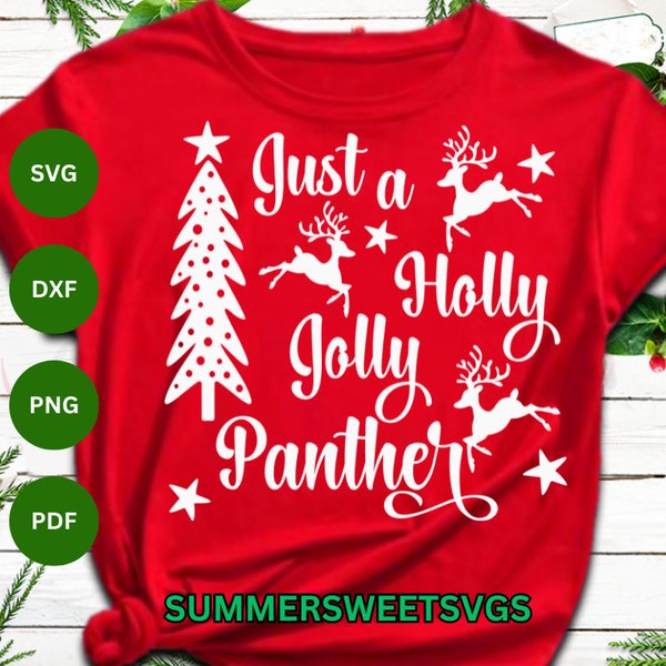 Panthers SVG, Christmas team spirit SVG, holly jolly svg, panther school staff svg, School shirt svg, panther student, dxf png, files cricut