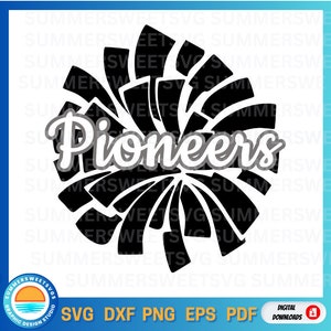 Pioneers svg, Cheer svg, Pioneer cheerleading svg, Pioneer cheer shirt svg, pom pom svg, cricut cut files, cutter file