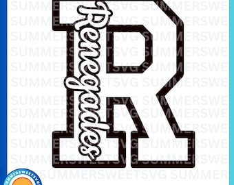 Renegades svg, cheer mom, team spirit svg, school pride, monogram svg, cricut cut file, silhouette, varsity letter R, eps, dxf, png, digital