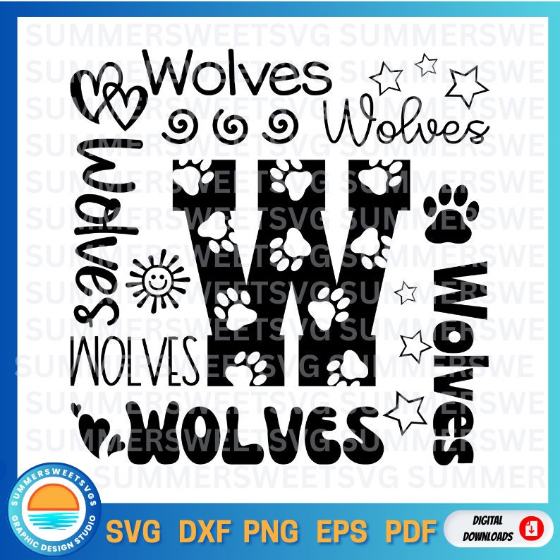 Wolves Typography svg, Wolves svg, Wolves cheer svg, Team Spirit svg, School shirt design, cricut cut file, silhouette, svg,png, dxf