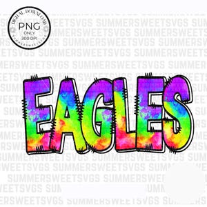 Eagles png file, ready to print png, Eagles Doodle font png, Colorful mascot png, School spirit shirt design, mascot sublimation png 300 dpi