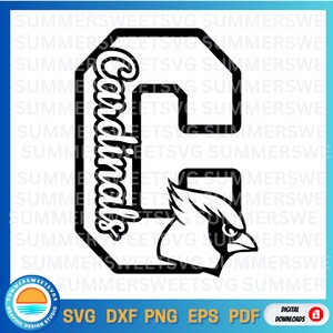 Cardinals SVG, Cardinal, team spirit, cheer svg, eps, png, dxf,cricut cut file or silhouette, monogram, sublimation, letter c, iron transfer