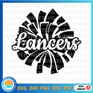 Lancers Pom pom svg, Cheer design svg, cheerleading, cut file for cricut, files for silhouette, digital download, sublimation, monogram