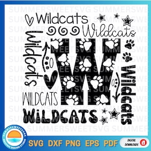 Wildkatzen Typografie svg, Wildkatzen svg, Wildkatzen jubeln svg, Team Spirit svg, Schul-Shirt-Design, Cricut Schnitt Datei, Silhouette, svg, png, dxf
