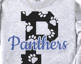 Panthers svg, School Spirit svg, paw print love panthers svg, Cheer team png, cricut cut file, silhouette mascot svg, digital download