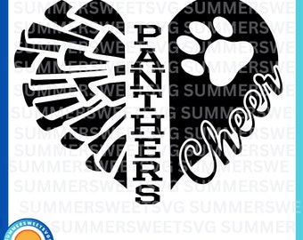 Panthers svg, Cheer svg, cheer coach svg, pom pom,  cheer mom, team spirit svg, heart design, svg png eps dxf, cricut cut files, girls, boys