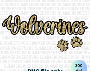 Wolverines PNG, Wolverines-sublimatieontwerp, Wolverines-glitterlook digitale download voor sublimatie of afdrukken