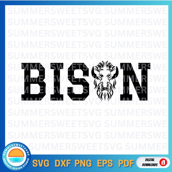 Bison svg, school pride cut file, monogram design, sublimation png file, svg eps png dxf Circut Cut File Silhouette cut design digital file