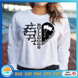 bulldog svg, band SVG, color guard svg, music heart design, team spirit, treble clef design, svg png dxf, cricut cut files,digital cut files