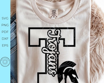 Trojans SVG, Trojan team spirit Design, Varsity Letter T svg, cheer shirt monogram, cricut cut file, Team sublimation, digital download