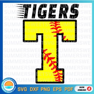 Tijgers Svg, softbal svg, honkbal moeder, softbalshirt svg, softbal veters Big T ontwerp, eps svg png dxf, circuit cut-bestand, digitaal snijbestand
