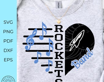 Rockets SVG, marching band SVG, band SVG, middelbare schoolband, teamgeest SVG, t-shirtontwerp, SVG-snijbestand, Cricut Silhouette