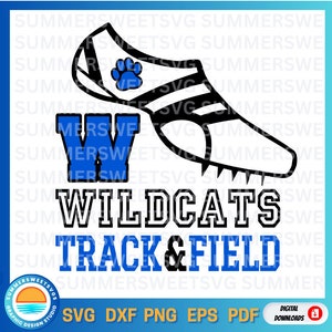 Wildcat SVG, atletiek, track moeder svg, Letter W svg, teamgeest, baanschoen svg, svg png dxf, circuitsnijbestanden, digitale snijbestanden