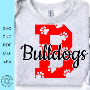 Bulldogs svg, cheer svg, paw print svg, Football,  png, dxf, file for cricut, digital download, bulldog svg, sublimation, monogram, iron